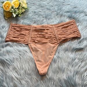 NWOT Victorias Secret Beige High Waist Thong Sz L